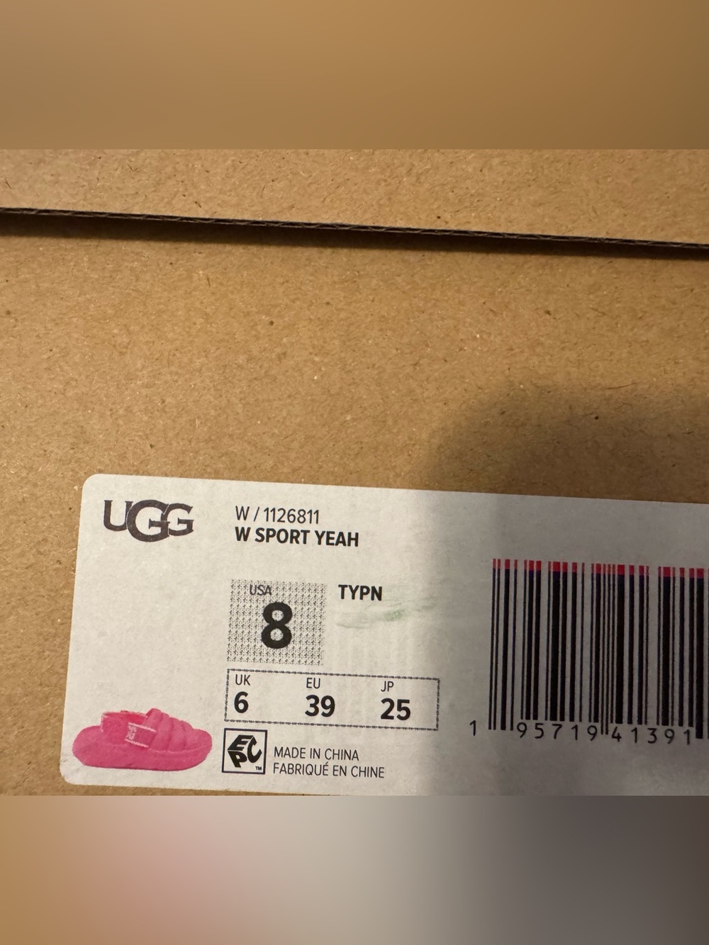 UGG Hot Pink Cushioned Slide with Logo Heel Adjustable Strap Women’s Size 8 - Picture 11 of 12